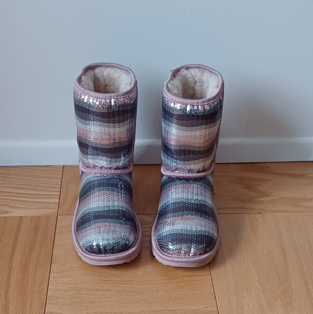 Ugg Pink & Gray Sequins Boots Size7 - image 6